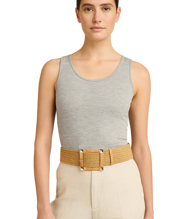 Braided women's belt with large buckle