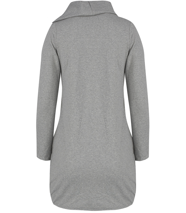 Thin long sweatshirt with a diagonal zipper and a BEATA neck warmer