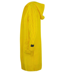 Kardigan Długi Gruby sweter warkocz Wełna