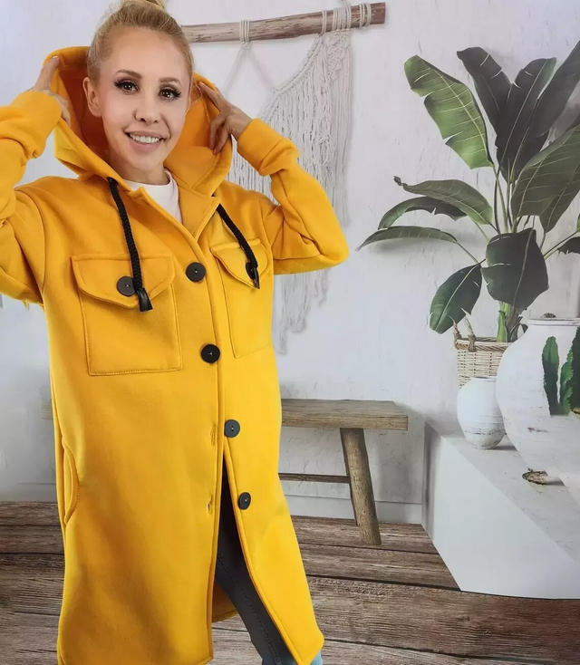 Warm long sweatshirt cotton shirt jacket