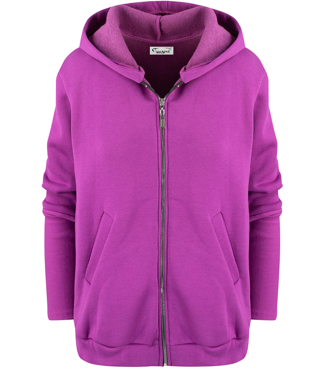 Warm women's short sweatshirt one-color basic with hood RENATA