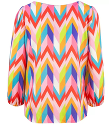 Elegant blouse with a glossy colorful print