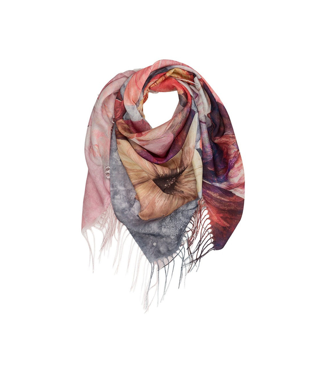 Women's scarf with floral pattern 100x100