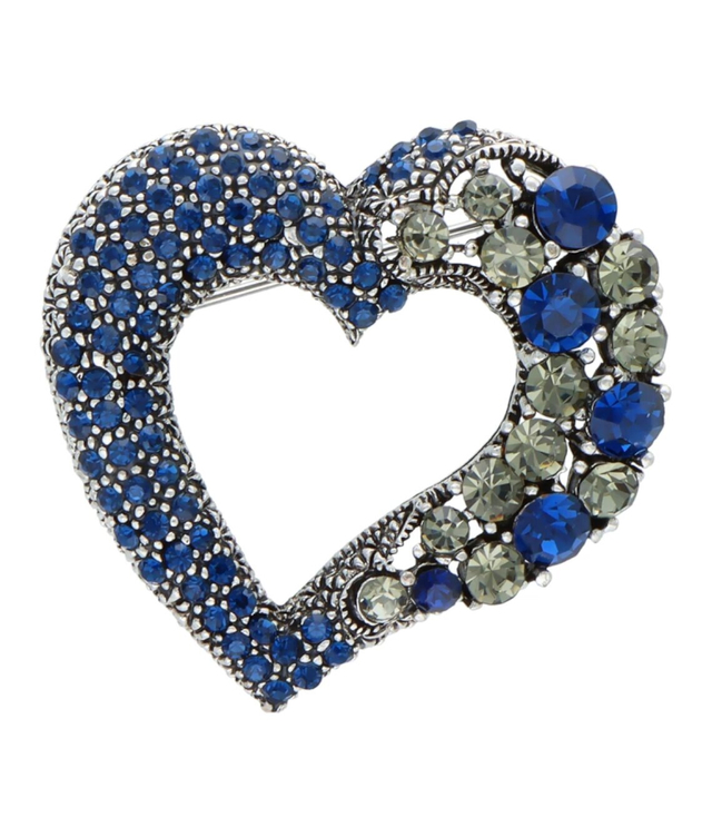 Brooch with zircons Heart, Elegant, Beautiful, Decorative, Crystals, Safety pin