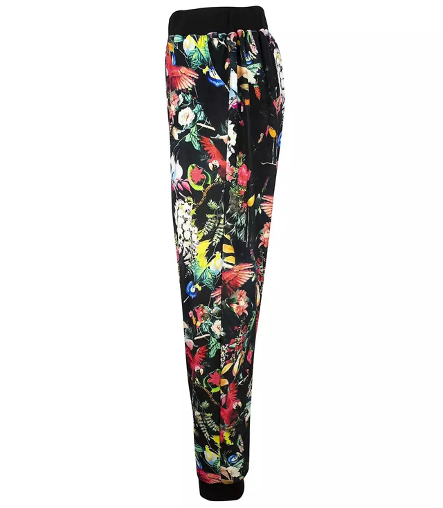 Suede sweatpants with a colorful print