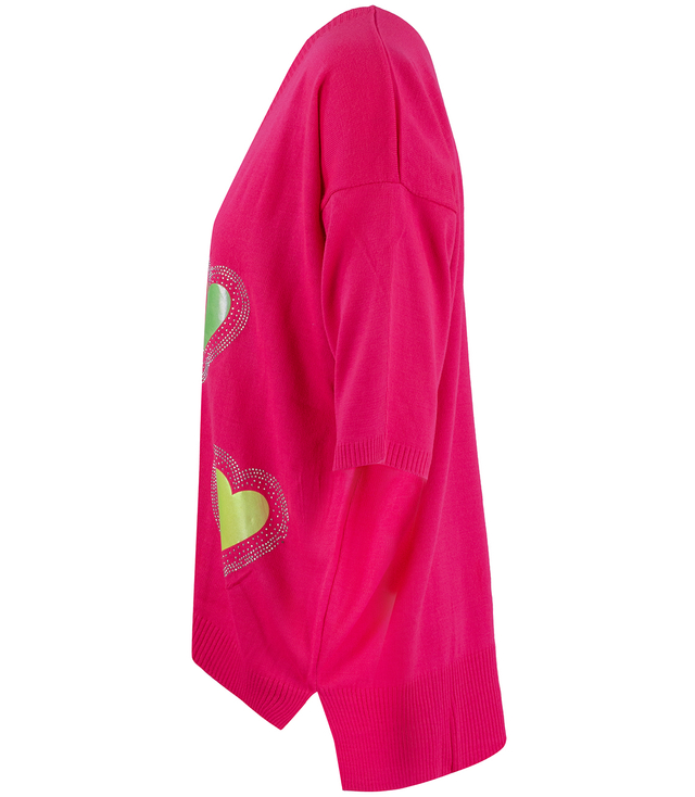 Thin women's sweater with neon hearts MARLENA