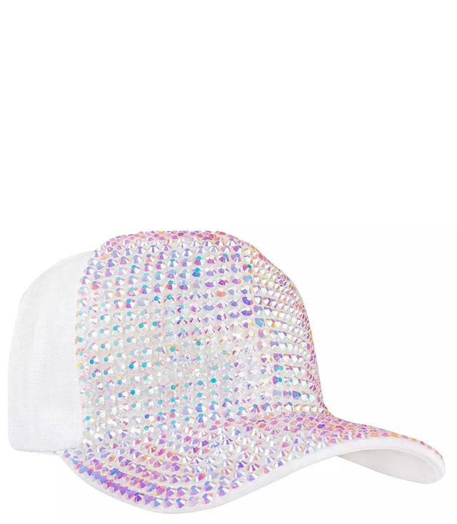 Baseball cap decorated with large zircons