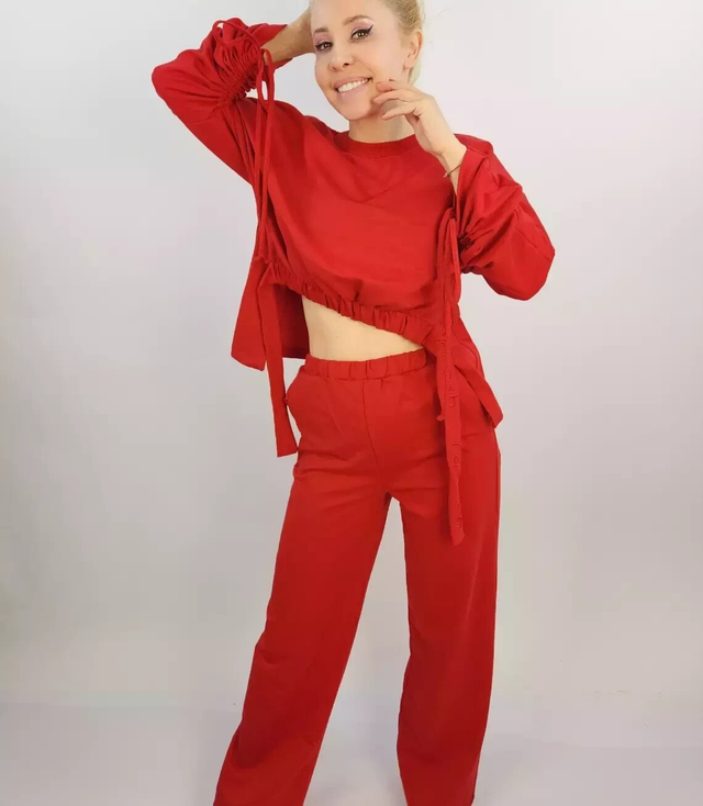 Tracksuit flared pants sweatshirt fitted set