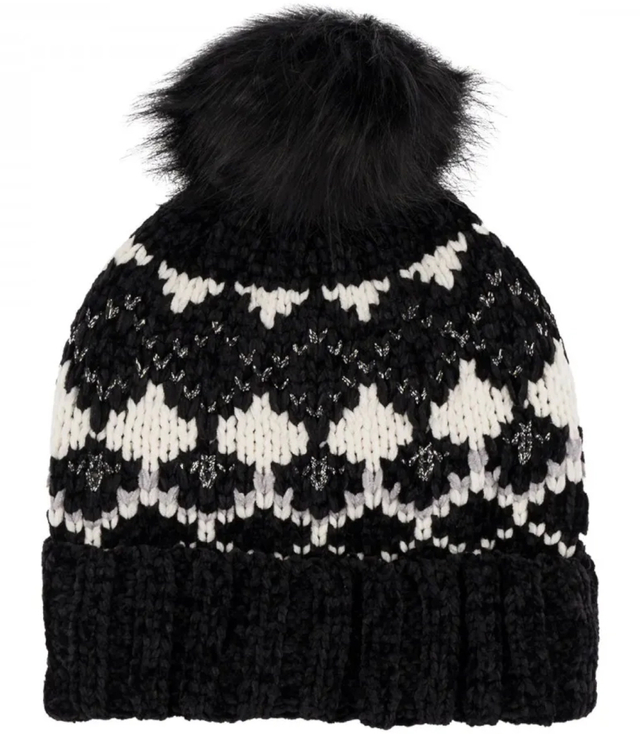 Warm women's cap with pompom Norwegian pattern autumn winter