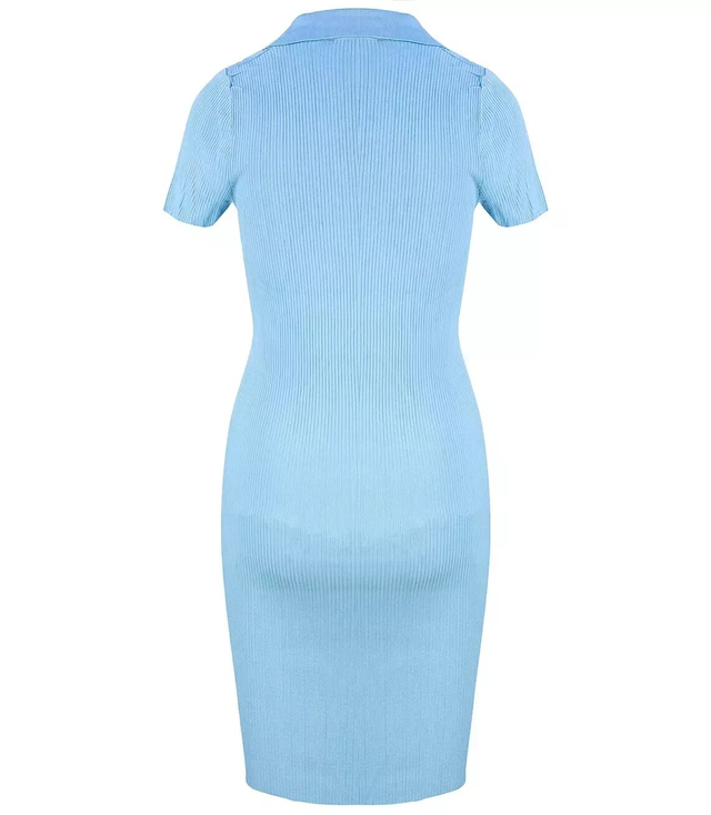 Fitted elastic midi polo dress