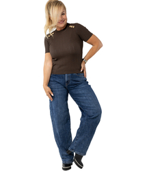 Granatowe jeansy damskie balloon barrel banana fit CLARA