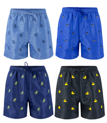 Swim shorts decorated with a summer pattern on the front