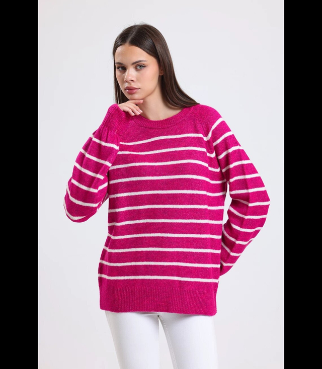 Warm women's fashionable striped sweater ANNA