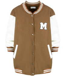 Loose, college-style baseball sweatshirt