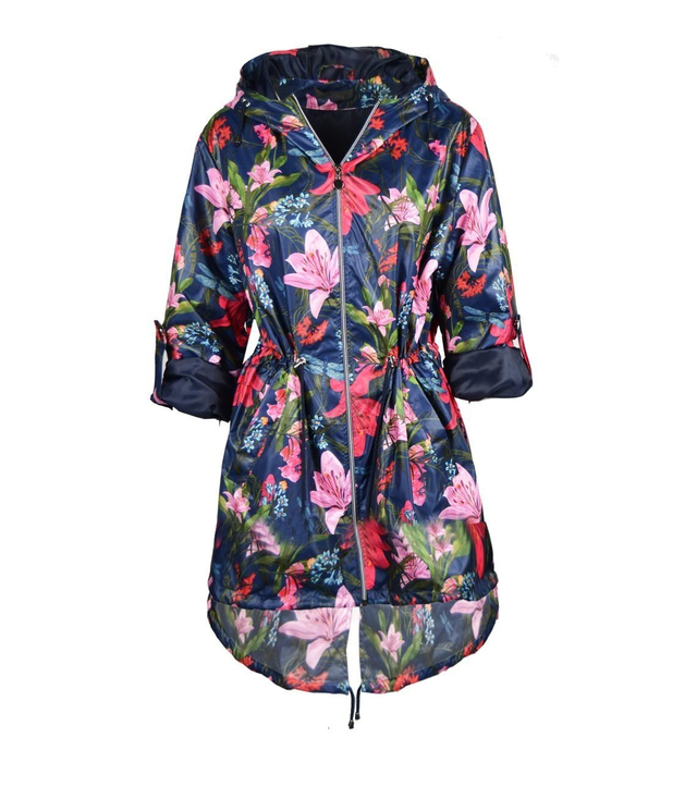 Light short windbreaker parka jacket flowers