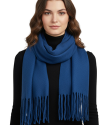 Elegant scarf with tassels in one color