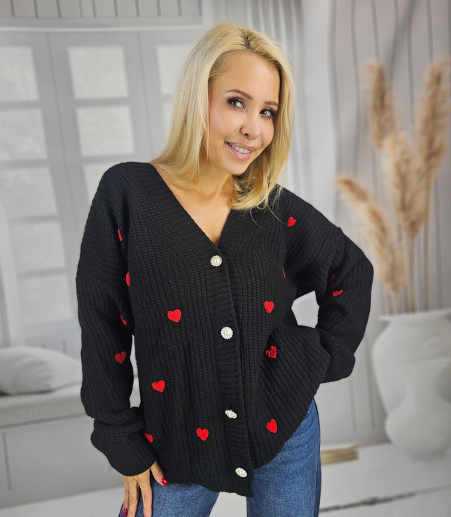 Warm and cozy women's sweater with hearts for autumn SUMMER