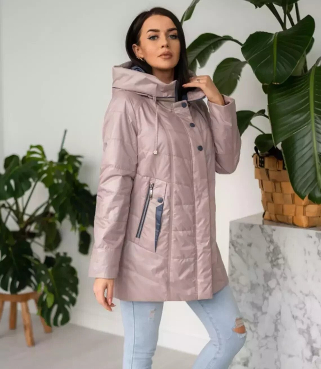 Women's transitional jacket with a quilted hood IZA