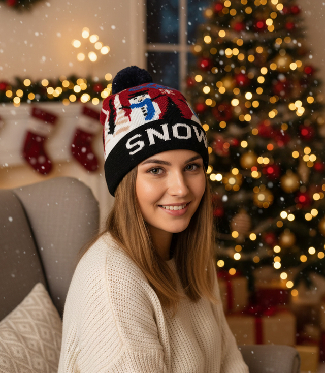 Winter Christmas hat with pom-pom - perfect for preze