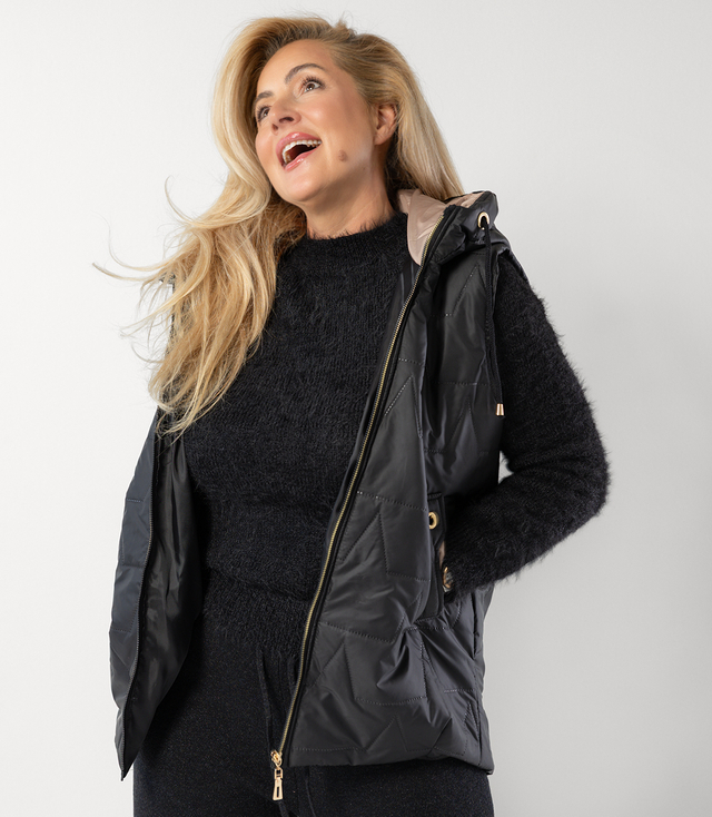 Women's quilted sleeveless hooded jacket MARINA