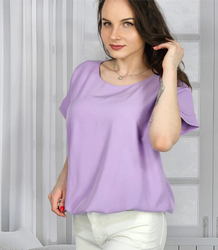 Elegant blouse with round neckline and elastic waistband INGA