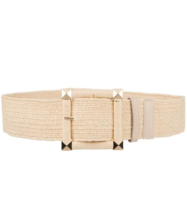 Braided women's belt with large buckle