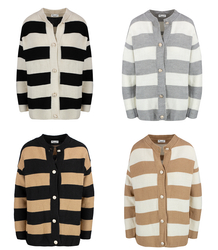 Warm and cozy women's sweater with wide stripes ZEFIRA