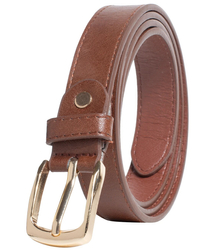 Smooth women's eco leather belt with gold buckle 2.3 cm