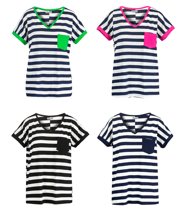 Striped short-sleeved T-shirt with a MIRACLE pocket