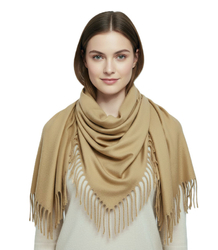 One-color shaik shawl with tassels STELLA