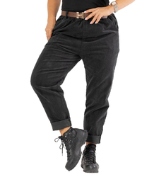 Corduroy chinos pants with belt CITY SOFT