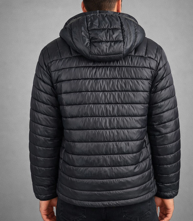 Men's PLUS SIZE quilted jacket with detachable hood
