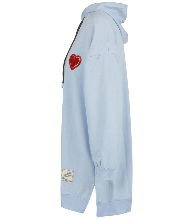 Long oversize dress sweatshirt with hood and heart patch LILLY