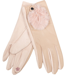 Women's gloves insulated with fur buttons Touch Five-fingered