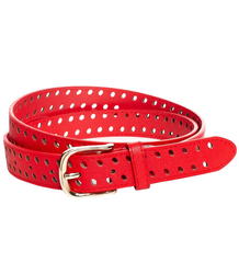 Women's eco leather belt with decorative holes 3 cm