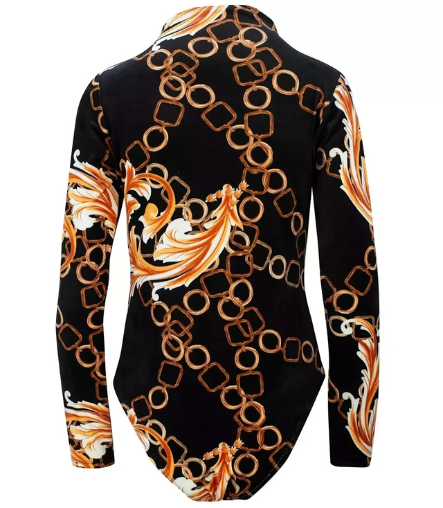 Velor body with turtleneck pattern and colorful print