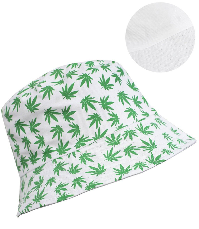 Reversible BUCKET HAT with leaves print