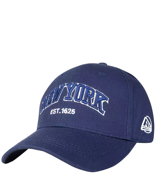 Baseball cap decorated with the words NEW YORK