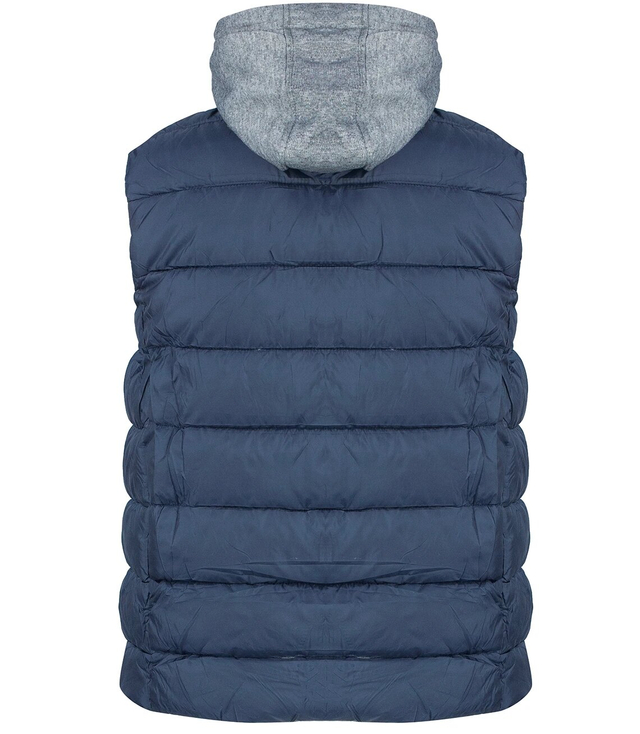 Short sleeveless men's quilted vest with tracksuit hood