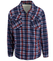 Warm fleece checked men's shirt insulated with faux fur