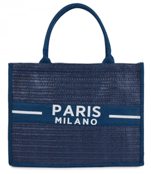 PARIS MILANO braided shopper bag for summer beach large eco bag