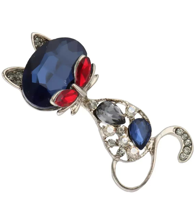 Brooch with zircons beautiful decorative cat kitty