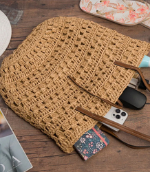 Openwork boho bag for summer with lining and zipper