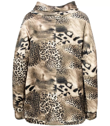 Welurowa luźna bluza animal print komin JOLA