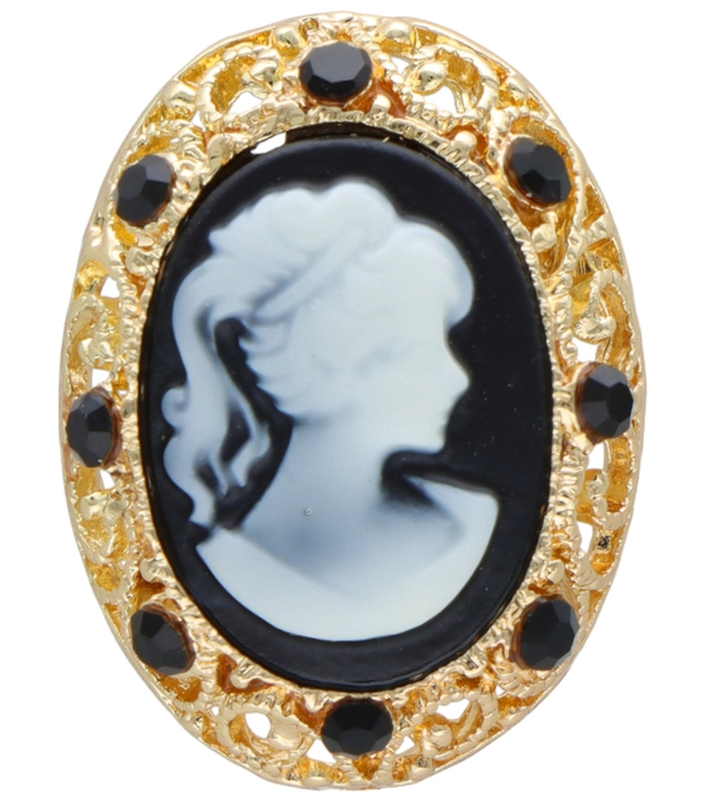 Cameo Brooch Beautiful Decorative Gold Safety Pin