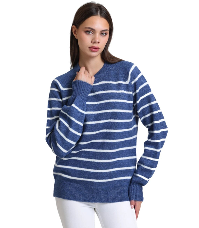 Warm women's fashionable striped sweater ANNA
