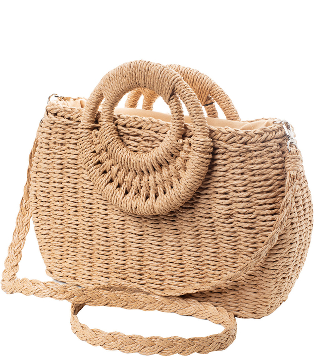 Small basket summer bag bag rigid braided decorative handles