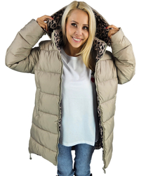 Long, reversible transitional jacket with a hood, warm MIA