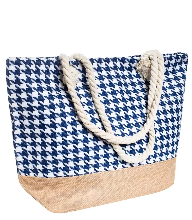 Mega large summer houndstooth beach bag