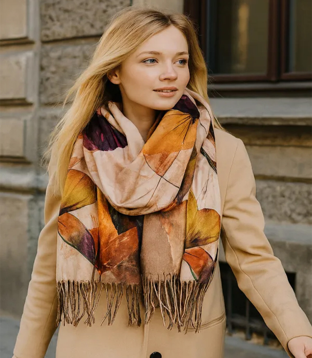 Square shawl scarf for women with tassels AGRAFKA
